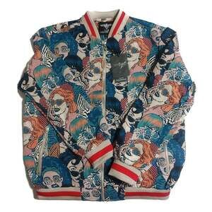 VIP Collection Faces Tapestry Bomber Jacket Retro Graphic Streetwear Mens XL